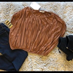 ZARA BROWN RUFFLE TOP
